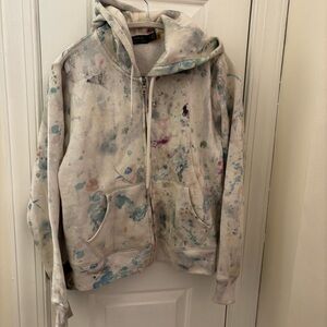 Ralph Lauren Women's Multicolor Paint Splatter Zip Hoodie size M